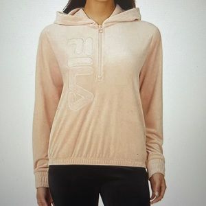 Fila Velour Quarter Zip Hoodie Misty Rose New medium